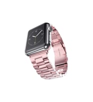BİPOWER Apple Watch 42-44mm KRD5 Klasik Metal Kordon (Pembe)