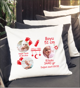 Kişiye Özel Baskılı Hoşgeldin Bebek Tasarımlı Yastık