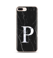 Iphone 7 Plus Siyah Mermer Harf Tasarımlı Telefon Kılıfı P-Harfi 