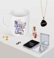 BK Gift Kişiye Özel Canım Annem Kupa Ayna ve Siyah Mineli Kolye Seti-16 (Model 1)