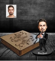 Kişiye Özel Klarnetçi Karikatürlü Ahşap Biblo Kutulu Bay-1