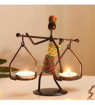 Kadın Figürlü Metal Ferforje Tealight Mumluk Ev Dekoru Süs