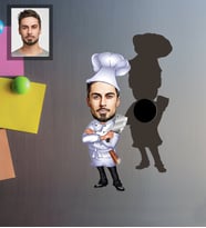 Kişiye Özel Kasap Karikatürlü Ahşap Magnet Bay-1