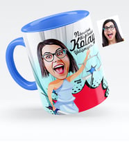 BK Gift Kişiye Özel Bayan Avukat Karikatürlü Mavi Kupa Bardak  1