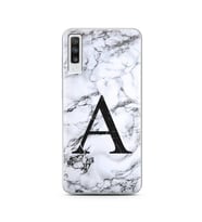 Samsung A70 Beyaz Mermer Harf Tasarımlı Telefon Kılıfı A-Harfi 