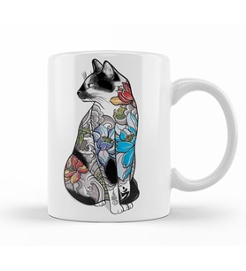 Renkli Cats Kedi Kupa Bardak Porselen