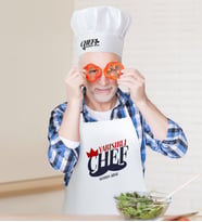 BK Gift Kişiye Özel Yakışıklı Chef Erkek Mutfak Önlüğü ve Aşçı Şapkası Seti (Beyaz)