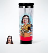 BK Gift Kişiye Özel Bayan Muhasebeci Karikatürlü Çelik Termos Bardak  1