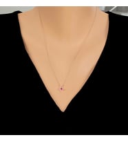 925 Ayar Rose Gümüş Kırmızı Taşlı Yıldız Kolye (Pembe)