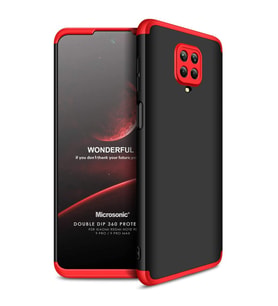 Microsonic Xiaomi Redmi Note 9S Kılıf Double Dip 360 Protective Siyah Kırmızı