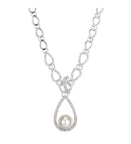 Monemel Swarovski Taşlı İnci ve Kristal Kolye (Altın Kaplama) Yeni Yıl Hediyesi - Yılbaşı Hediyesi