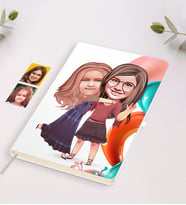 BK Gift Kişiye Özel Kız Kardeşler Karikatürlü Beyaz Defter-6