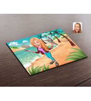BK Gift Kişiye Özel Şarkı Söyleyen Kız Karikatürlü Ahşap Puzzle-1