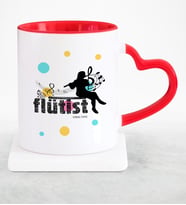 BK Gift Kişiye Özel Mesleki Flütist Kırmızı Kalpli Kupa Bardak  4