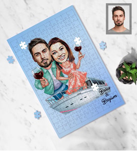 Kişiye Özel Sevgili Karikatürlü A4 99 Parça Puzzle Model 20
