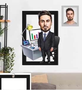 Kişiye Özel Patron Karikatürlü 3D Ahşap Tablo 30x47 Bay-26
