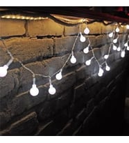 CajuArt Dekoratif 3 Metre Beyaz Renkli Top Küre Şekilli Pilli Led Dekor Aydınlatma Şeffaf İp Led Işık