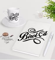 BK Gift Kişiye Özel İsimli Beyaz Defter Kalem Türk Kahvesi Fincanı Seti-5 (Model 1)