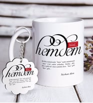 BK Gift Kişiye Özel Mânâ Hemdem Beyaz Kupa ve Anahtarlık Hediye Seti (Model 1)