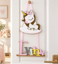 Gifties Bulut Üstünde Uyuyan Unicorn Temalı Kişiye Özel Kapı Süsü