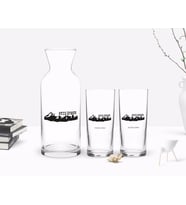 BK Gift Kişiye Özel Renkli Baskılı Erzurum Tasarımlı Turistik İkili Rakı Bardağı ve Karaf Hediye Seti-2 (Model 1)