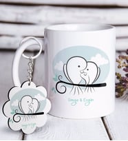 BK Gift Kişiye Özel Sevgililer Günü Beyaz Kupa ve Anahtarlık Hediye Seti-36 (Model 1)