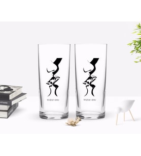 BK Gift Kişiye Özel Renkli Baskılı Öpücük Tasarımlı İkili Rakı Bardağı Seti-1 (Beyaz)