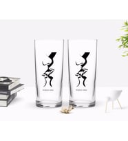 BK Gift Kişiye Özel Renkli Baskılı Öpücük Tasarımlı İkili Rakı Bardağı Seti-1 (Beyaz)