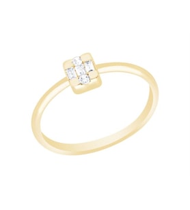 Diamond Line-Gülaylar Altın 14 Ayar Baget Taşlı Yüzük
