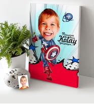 BK Gift Kişiye Özel Erkek Çocuk Kaptan Amerika Karikatür Kanvas Tablo 30x50cm