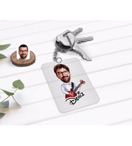 BK Gift Kişiye Özel Erkek Gitrist Karikatürlü Şeffaf Pleksi Anahtarlık-2 (Beyaz)
