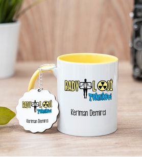 Radyoloji Teknikeri Sarı Kupa Bardak Ve Anahtarlık Set