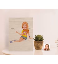 BK Gift Kişiye Özel Kadın Karikatürlü Otantik Masaüstü Ahşap Palet Çerçeve-42 (Beyaz)