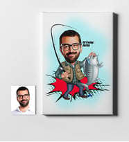 BK Gift Kişiye Özel Bay Balıkçı Karikatür Kanvas Tablo 50x70cm 1
