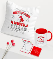 BK Gift Kişiye Özel Yılbaşı Mutlu Yıllar Temalı Kırmızı Kupa Ayna Yastık Seti - 7