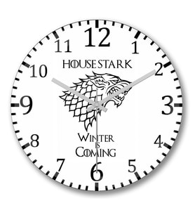 House Stark WInter is Coming Duvar Saati Bombeli Gercek Cam