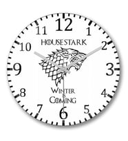House Stark WInter is Coming Duvar Saati Bombeli Gercek Cam