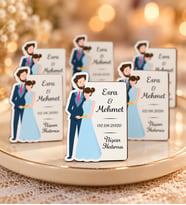 İsme Özel Söz, Kına, Nikah, Nişan, Düğün Hatırası Ahşap Magnet (Beyaz)