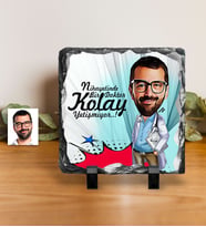 BK Gift Kişiye Özel Bay Doktor Karikatürlü Dekoratif Doğal Taş  5