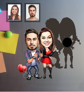 Kişiye Özel Sevgili Karikatürlü Ahşap Magnet Model 5