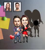 Kişiye Özel Sevgili Karikatürlü Ahşap Magnet Model 5