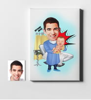 BK Gift Kişiye Özel Bay Kadın Hastalıkları Ve Doğum Uzmanı Karikatür Kanvas Tablo 50x70cm 1