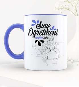 BK Gift Kişiye Özel Sınıf Öğretmeni Mavi Kupa Bardak