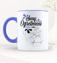 BK Gift Kişiye Özel Sınıf Öğretmeni Mavi Kupa Bardak
