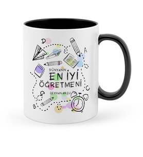 BK Gift Kişiye Özel Dünyanın En İyi Öğretmeni Siyah Kupa Bardak  8