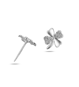 Gümüş 4 Yaprak Yonca Kadın Gümüş Küpe