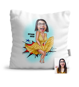 BK Gift Kişiye Özel Marilyn Monroe Karikatür  Yastık  1