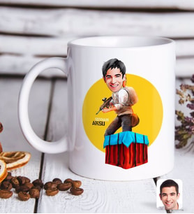 BK Gift Kişiye Özel Erkek PUBG Karikatürlü Beyaz Kupa Bardak-6