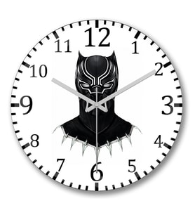 Black Panther Duvar Saati Bombeli Gercek Cam