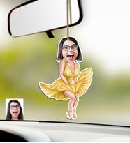 BK Gift Kişiye Özel Marilyn Monroe Karikatürlü Ahşap Araba Dikiz Ayna Süsü (Çok Renkli)